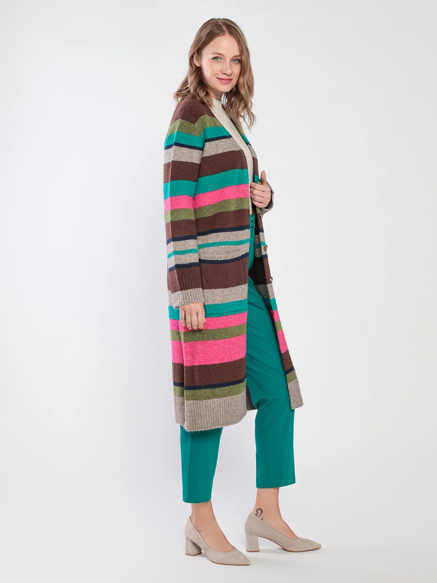 Пальто легкое вязаное в стиле колор-блок